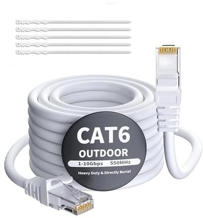 15 meter CAT 6 Ethernet kabel - Waterdicht voor buiten, 1,0 Gigabit, UTP, CCA, RJ45 LAN-patchkabel voor camera's en routers