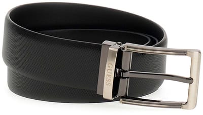 GUESS Leren Riem Leather Belt H35 W100 Black Zwart