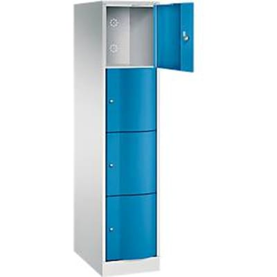 C+P Resisto lockerkast, 1 vak, 4 vakken, B 396 x D 640 x H 1950 mm, lichtgrijs/ruwe rood