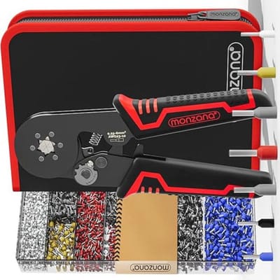 Zeshoekige Krimptang 0,25-6mm² - Ergonomische Knijptang Incl. Etui en Adereindhulzen
