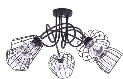 Light Home DIAMENT LOFT 1427/5C – Hanglamp 5-lichts – Metalen Kooi – E27 – Retro/Loft – Zwart of Wit