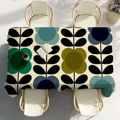 O-Orla Kiely Bloem Tafelkleed Huisfeest Picknick Eetkamer Keuken Terrassen Vlekbestendig Polyester Tafelkleed 100x140cm