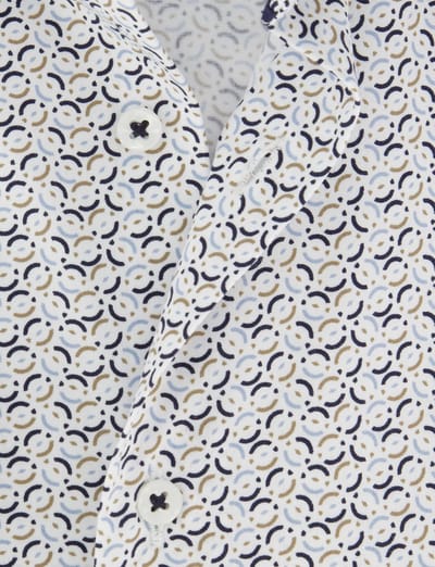Overhemd Eterna modern fit stretch blauw geprint