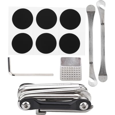 Kit de réparation de pneu de vélo Sac portable Leviers de pneu Outil multifonction 11 en 1 Sac à outils pour vélo black