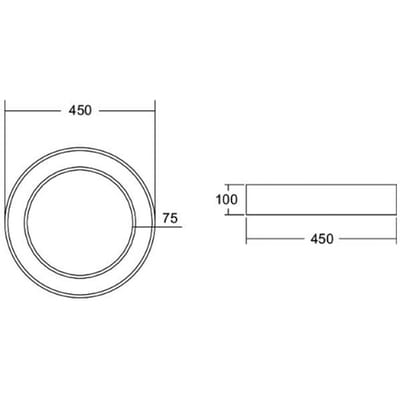 BRUMBERG Biro Cirkel Ring Plafond Ø 45cm aan/uit zwart 830