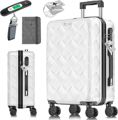 KESSER® Reiskoffer met Wielen 55L | Handbagage / Ruimbagage Koffer inclusief Paspoorthouder & kofferweegschaal & bagagelabel | Trolley Koffers met TSA Cijferslot - Wit