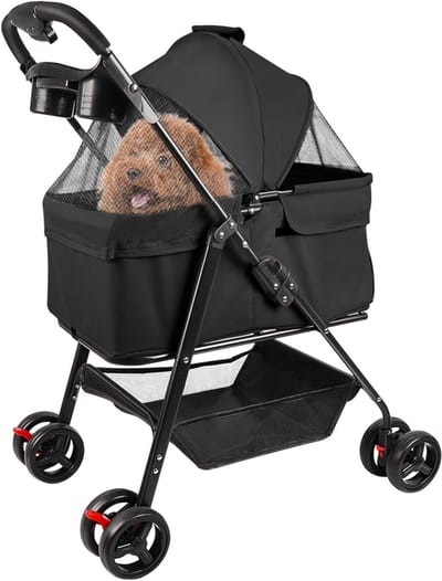Kinderwagen voor huisdieren - Hondenbuggy Kattenbuggy - Comfortabel wandelen huisdier - Opvouwbaar afneembaar ontwerp
