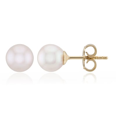 Cavill - Zilveren oorbellen met 7 mm Japanse Akoya parels - 925 Sterling Zilver Verguld - Elegante, tijdloze oorknopjes dames