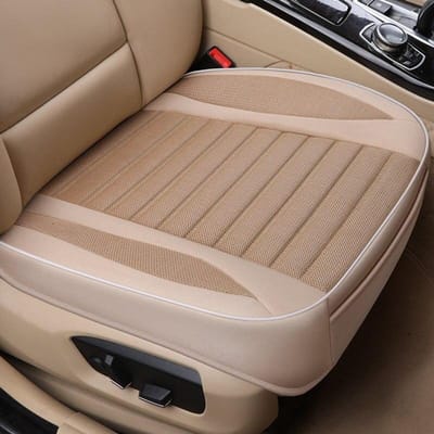 Autostoelhoes Vlas Kussen Seizoenen Universeel Ademend voor de meeste vierdeurs sedan SUV Ultra-luxe autostoelbescherming kaki
