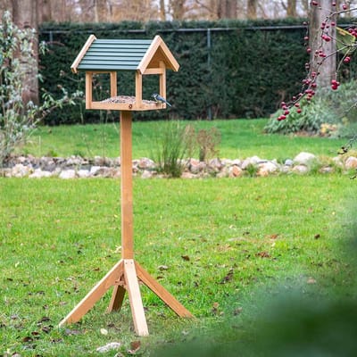 CJ Wildlife Voederhuisje op Paal - Shaw - Vogelvoederhuisje Staand voor Kleine Vogels & Tuinvogels - Bruin