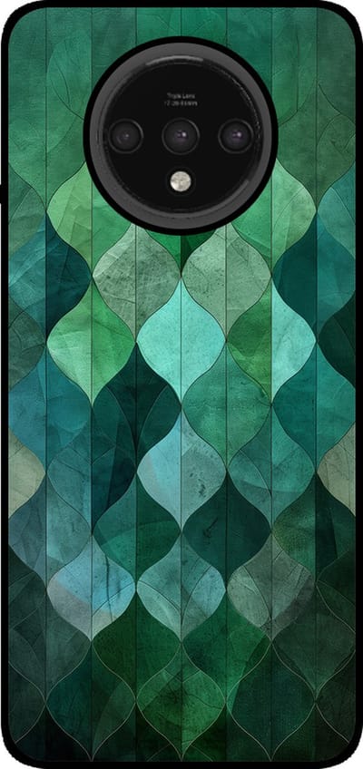Smartphonica Telefoonhoesje Geschikt voor OnePlus 7T met groene bladeren opdruk - TPU backcover case green leaf design - Groen geschikt voor OnePlus 7T