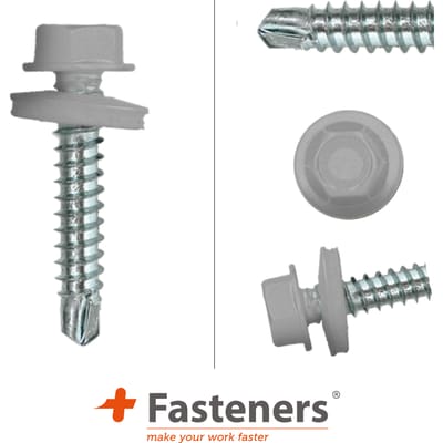 +Fasteners® Dakpanplaatschroeven met Kleur 4,8x35 Zn R9007 100 st.