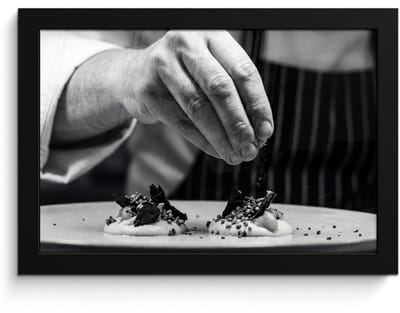 Poster in lijst - Fotolijst 30x20 cm - Posters - Chef - Garnering - Gerecht - Posterlijst zwart - Decoratie - Wanddecoratie woonkamer - Muurdecoratie slaapkamer