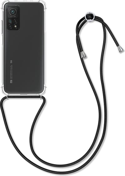 kwmobile telefoonhoesje geschikt voor Xiaomi Mi 10T / Mi 10T Pro - Hoesje met telefoonkoord - Back cover in zwart / transparant