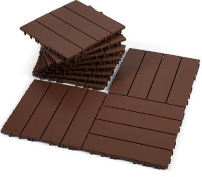 11-delige Kliktegel Set – Plastic Terrastegels – 30 x 30 cm – 1 m² /Bruin