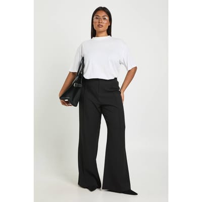 Dames Plus Boohoo Basics Getailleerde Wijdvallende Broek | Zwart | Maat: 50