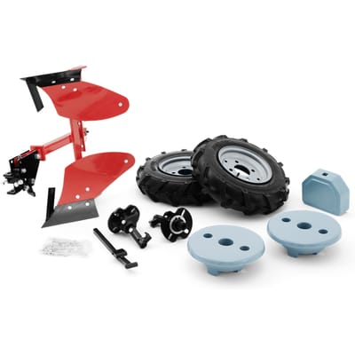 Dubbele ploegenset rubberen wiel+gewicht