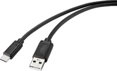 Renkforce RF-4699378 USB-kabel USB 2.0 USB-C stekker, USB-A stekker 1.00 m Zwart Met anti-microbacterieel oppervlak