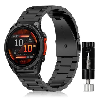 Dailygoods- Horlogeband Roestvrij Staal 26mm - Vervangende Horlogeband - Compatibel met Garmin Enduro 3/Fenix 8 - Metalen Band - QuickFit Systeem - Geschikt voor Tactix 7 - Horloge