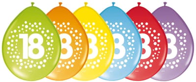 32x stuks verjaardag leeftijd party ballonnen in 18 jaar thema - Opgeblazen 29 cm - Feestartikelen/versieringen