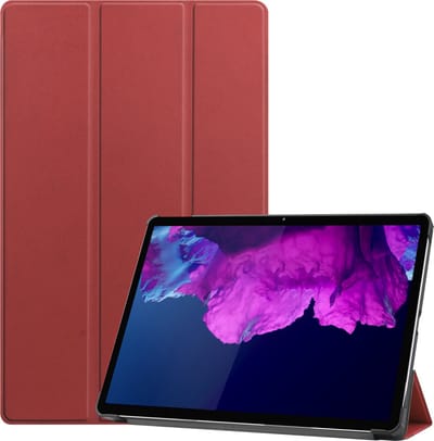 Hoesje - Geschikt voor Lenovo Tab P11 Plus - Dun & Stevig - Hardcover Book Case - Trifold Bookcase Hoes - Hard Cover - Tablethoes - Donkerrood