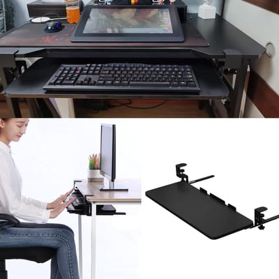 Toetsenbord lade - Onder bureau lade - Ergonomisch werken - Verstelbare klem - 52 cm - Zwart