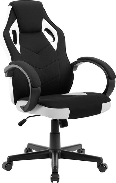BukkitBow - Racing Gaming Stoel met Armleuningen – Ergonomisch Design - Verstelbaar in hoogte (44-54CM Hoog) – Wit