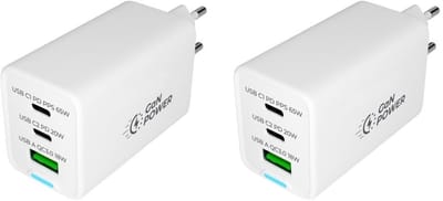 2 stuks OneOne 50W super snellader met 3 poorten. USB A en 2x USB C. Compacte GAN Quick Charge lader. PD PPS oplader adapter past op Google Pixel 7, 7 Pro, 8, 8a, 8 Pro, 9, 9 Pro, 9 Pro XL, 9 Fold, 10, 10 Pro, 10 Pro XL, 10 Fold, C, XL