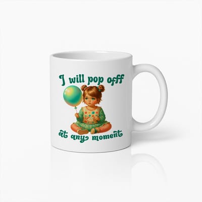 Schattige Vintage Baby Mok - "Ik Plof Elk Moment" Retro Ontwerp Koffiekop - Perfect Cadeau voor Moeders en Verzamelaars