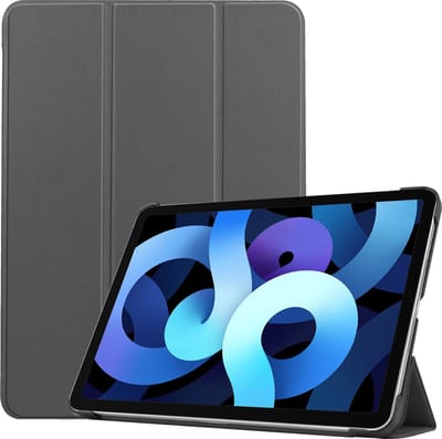 Hoesje - Geschikt voor Apple iPad Air 5 (2022) - 10.9 inch - 5e Generatie - M1 - Dun & Stevig - Hardcover Book Case - Trifold Bookcase Hoes - Hard Cover - Tablethoes - Grijs