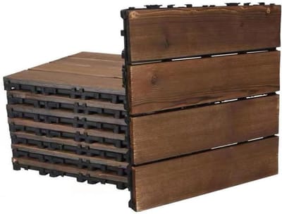 Tuinterrastegels, In elkaar grijpende houten tegels for buiten for terras- en tuinpaden, veelkleurig, meerdere maten(B,10PCS)