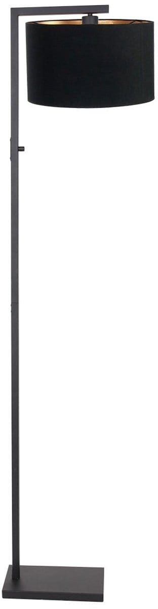 Zwarte Vloerlamp Stang 7196ZW met Schakelaar van Metaal en Textiel, 160cm Hoog - Steinhauer - Modern Design