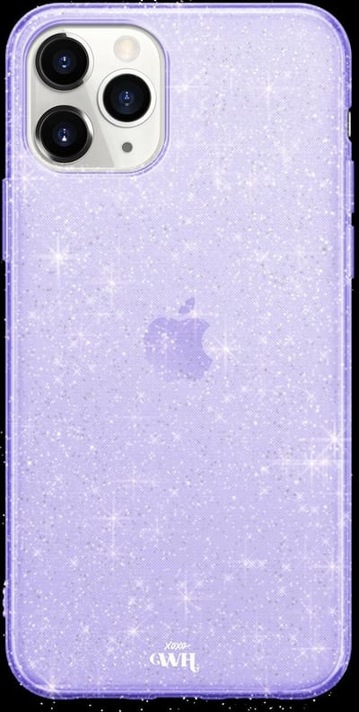 xoxo Wildhearts siliconen glitter hoesje - Sparkle Away Purple - Siliconen hoesje geschikt voor iPhone 12 Pro - Shockproof case met glitters - Glitter hoesje paars