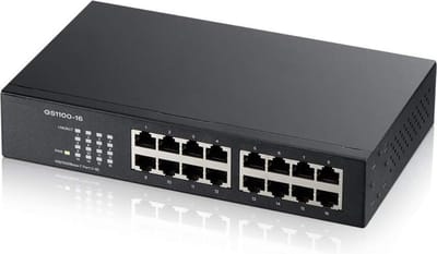 Netwerk Switch - Vergroot uw netwerk: 16 Gigabit poorten, eenvoudige installatie, voor thuis en kantoor (GS1100-16v3)