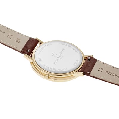 Pierre Cardin Belleville Park CBV.1031 Horloge - Leer - Bruin - Ø 41 mm