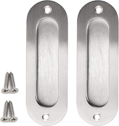 Set van 2 Ovale Inbouw Deurgrepen, RVS Vingergrepen voor Schuifdeuren en Kasten - 120 x 40 x 14mm, Ideaal voor Modern Interieur en Ruimtebesparing