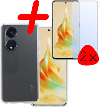 Hoesje Met 2x Screenprotector - Geschikt voor OPPO Reno 8T 4G - Sterk & Shockproof - Back Cover - Siliconen Case - Telefoon Hoes - Transparant