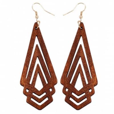 Zilver Oorbellen-Toronto-Hout-Bruin-9 cm - Charme Bijoux