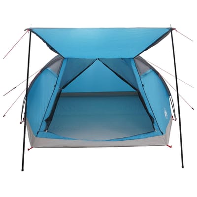 vidaXL - Huisje - Tent - met - dak - Blauw - 6-persoons - Polyester - en - Staal