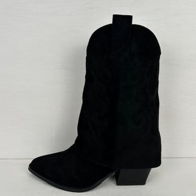 Suèdine cowboylaarsjes met trendy flap zwart Zwart / 36