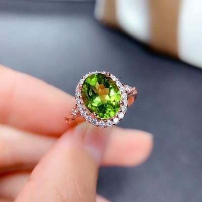 Diwenfu 14k Rose Gold Sieraden Groene Topaas Ring Voor Vrouwen Fijne Anillos De Bizuteria Bague Of Jaune Trouwringen Ring Sieradendoos Resizable groen
