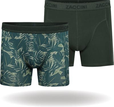 Zaccini Cotton Stretch Boxershorts - Groen - 2 stuks - Heren onderbroeken - Boxer - 95% Katoen - Maat S