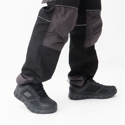 Skechers Workwear Telphin Sanphet Leren Heren Zwarte Veiligheidssneakers