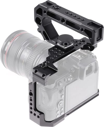 Camera Cage met Bovenhandvat voor Nikon Z5/Z6/Z7/Z6II/Z7II - Bevestigingsmogelijkheden, Koudschuif en Meerdere Schroefgaten voor Stabiele Opnames