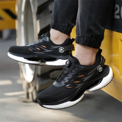 Nieuwe Stijl Veiligheidsschoenen met Stalen Neus Heren Draaiknop Werksneakers Anti-perforatie Onverwoestbare Schoenen Werklaarzen Beschermschoenen 39 gray