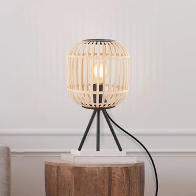 EGLO Bordesley Tafellamp - E27 - 40 cm - Zwart/Hout