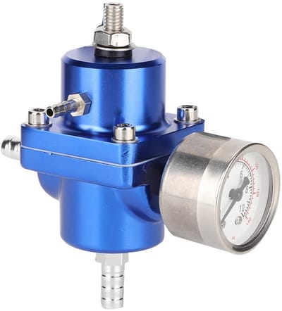 Verstelbare Brandstofdrukregelaar met Manometer - 0-140 PSI - Universele Kit (Blauw)