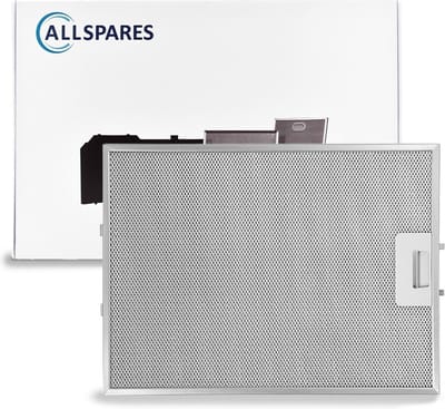 AllSpares Metaalfilter voor afzuigkappen geschikt voor o.a. Bosch Siemens 00422872/422872 en Whirlpool I.KE.A. 480122102174 (380x283x8mm)