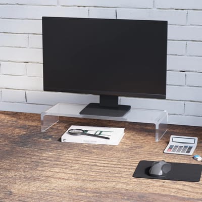 Pugsdrly Monitorstandaard Schermstandaard voor laptop computer notebook pc ergonomisch acryl transparant 53 x 19 x 9 cm