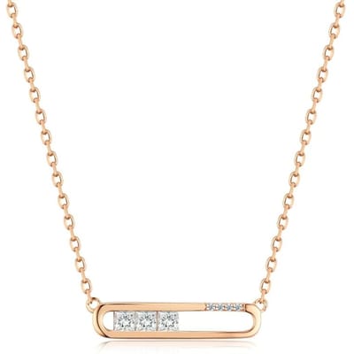 Collier pendentif géométrique couleur or rose pour femme Zircon naturel brillant Créatif inhabituel Bijoux fins quotidiens Cadeau beige